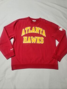 Atlanta Hawks Sweatshirt Mitchell & Ness Jumper Spellout Crewneck Retro 2XL